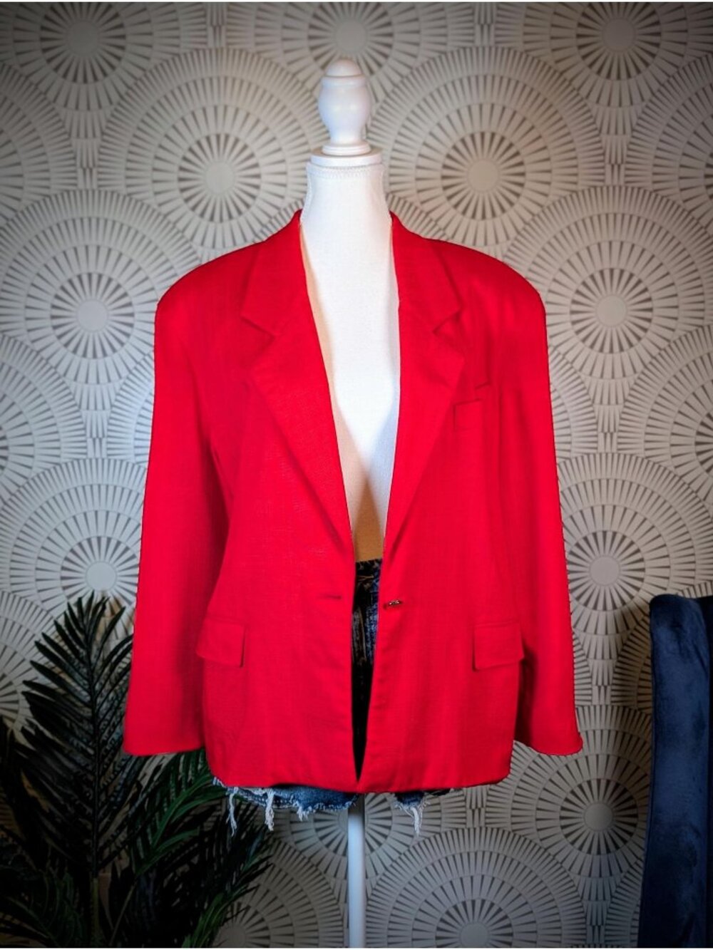 1980's Bright Red Single Button Blazer - Women's Size 12/L